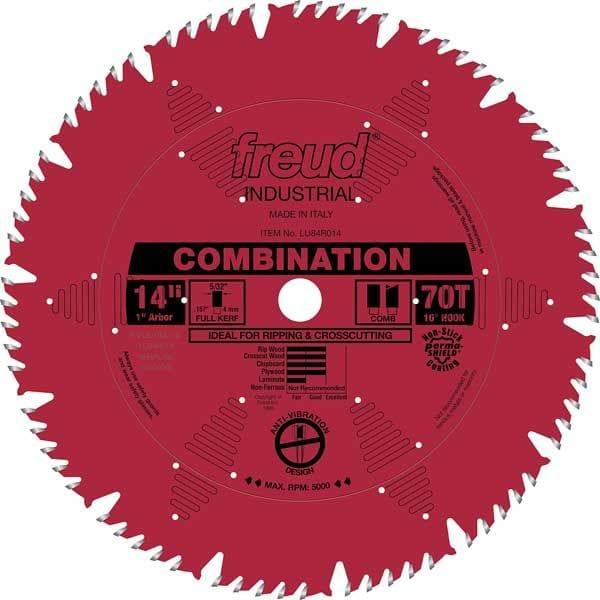 LU84R014 Industrial Combination Blade with Red Perma-Shield, 14" diameter, 1" arbor, 70 teeth